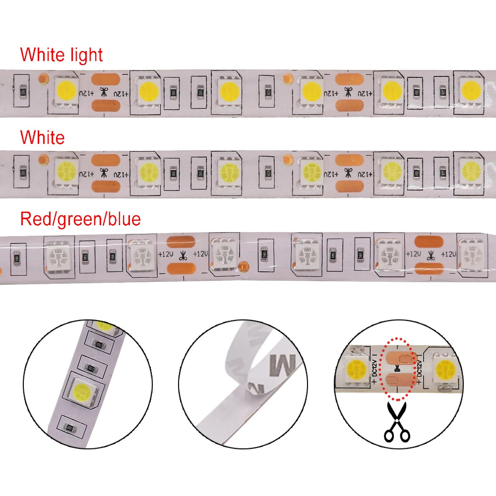 5M LED Strip SMD 5050 5054 LED Tape Waterproof Ribbon Diode