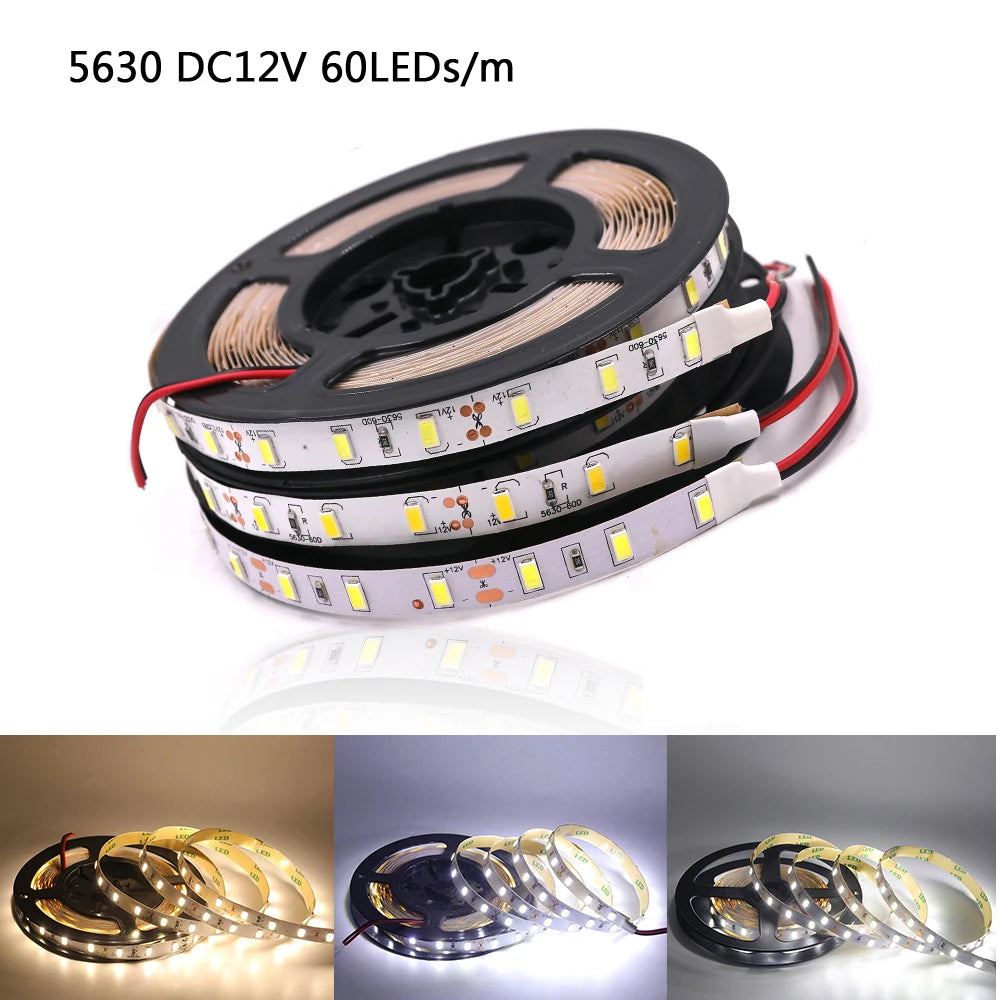 12V 5M LED Strip Light 5054 5050 2835 RGB SMD 120led 60LED Tape