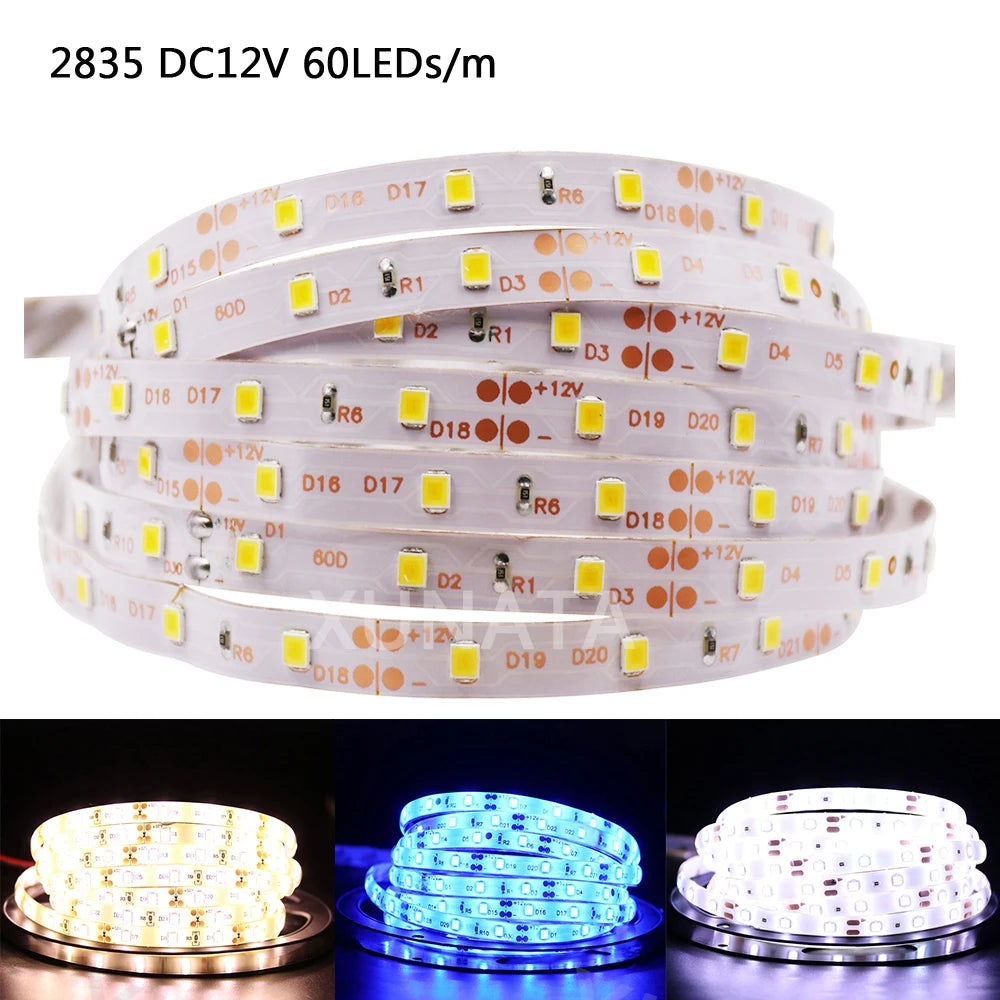 12V 5M LED Strip Light 5054 5050 2835 RGB SMD 120led 60LED Tape