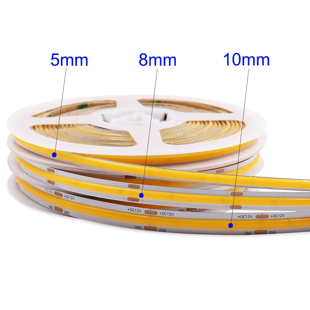 COB LED Strip 5mm 8mm 10mm Width LED Tape Bar Light