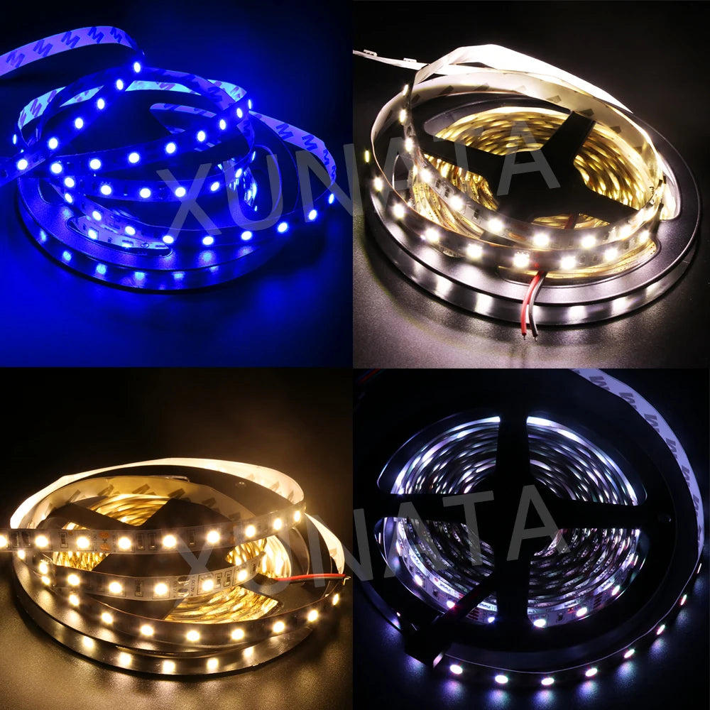 12V 5M LED Strip Light 5054 5050 2835 RGB SMD 120led 60LED Tape