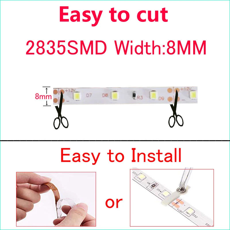 12V LED Strip Lights Waterproof Flexible Pink Blue 1m 2m 3m 4m 5m