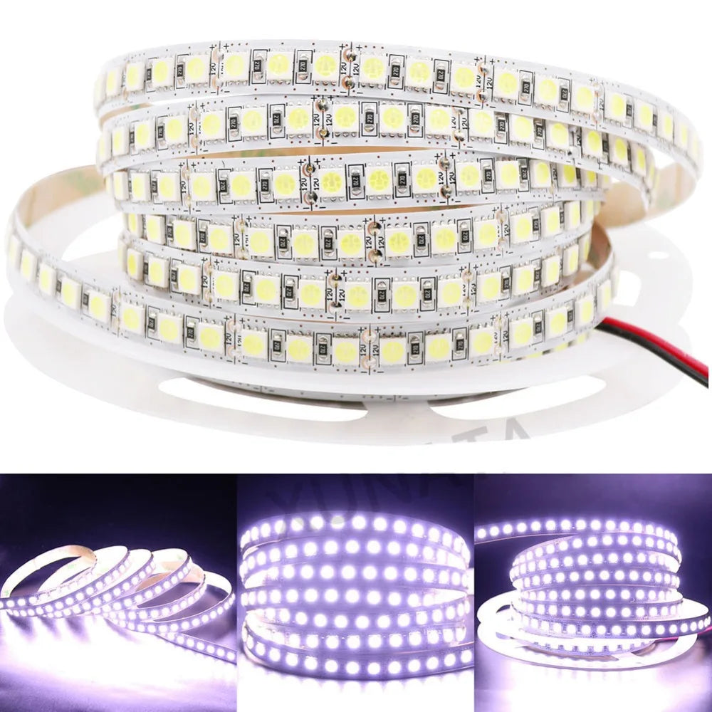 12V 5M LED Strip Light 5054 5050 2835 RGB SMD 120led 60LED Tape