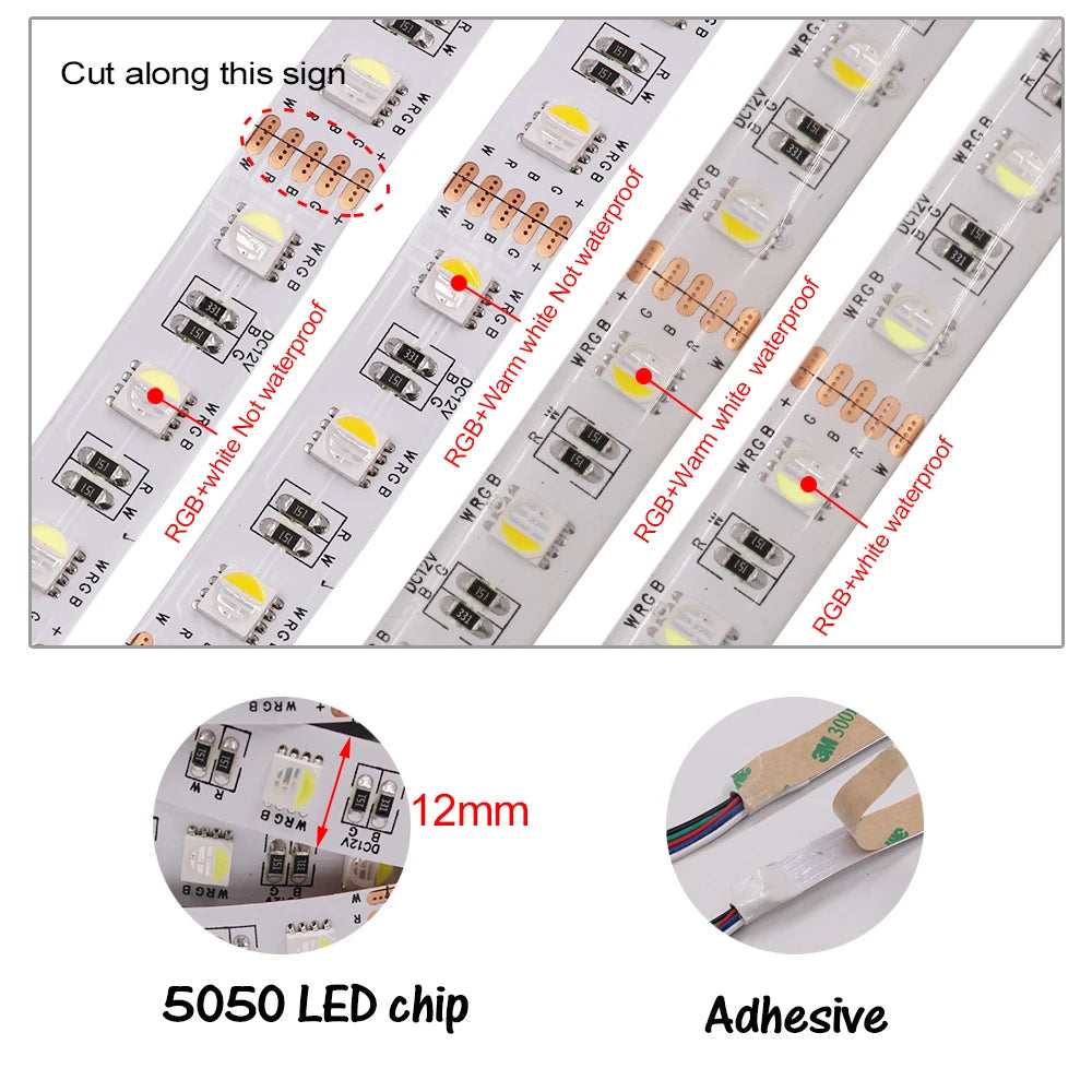 RGBWW RGBW LED Strip 12V 24V 60/108/120LEDs For Room Decoration
