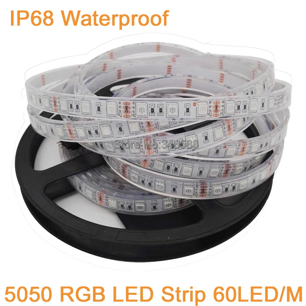 5m 12V DC IP67 IP68 Waterproof SMD 5050 LED Strip High Quality