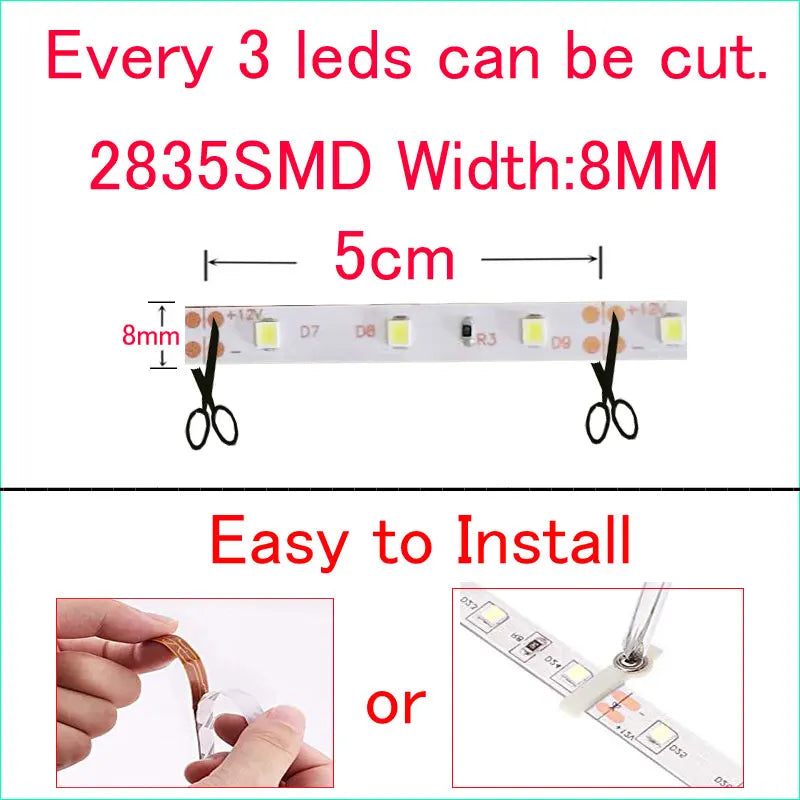 12V LED Strip Lights Waterproof Flexible Pink Blue 1m 2m 3m 4m 5m