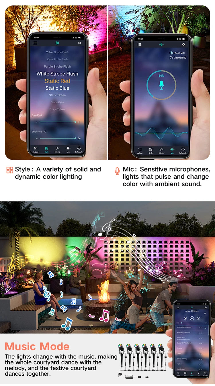2/4/6/8PCS RGB Smart App LED Garden Lights