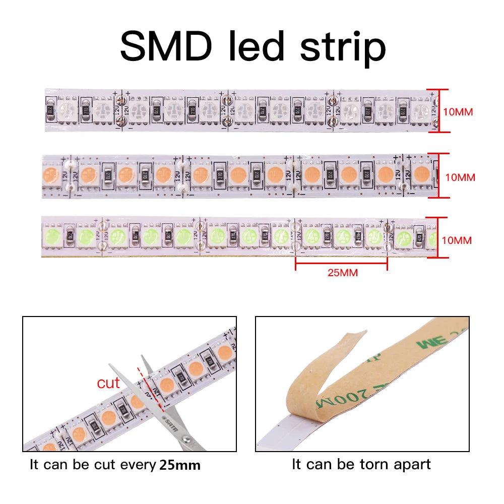 5M LED Strip SMD 5050 5054 LED Tape Waterproof Ribbon Diode