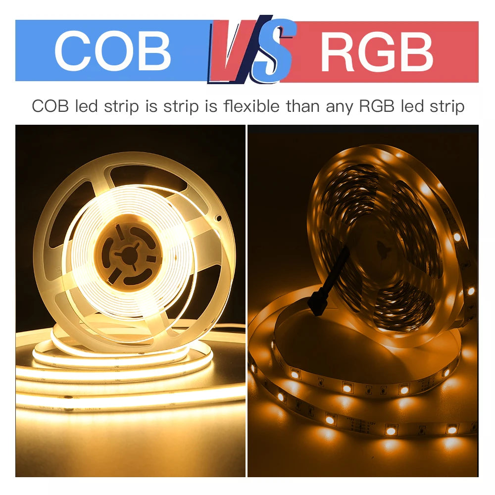 COB LED Strip 12V 24V High Density Flexible LED Light BaR