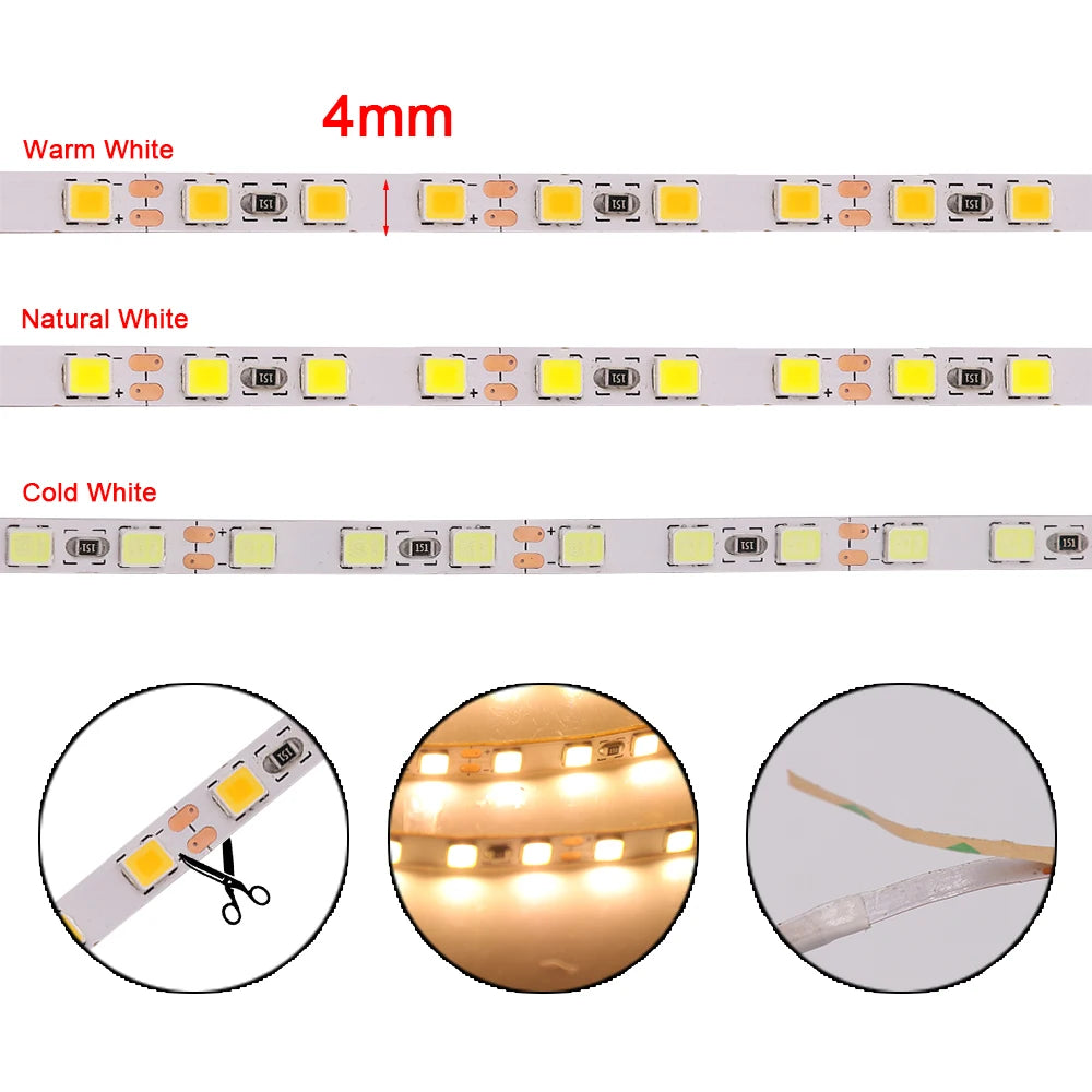 DC 5V 12V 24V Led Strip SMD 2835 120 180 240 LEDs/m Diode Tape