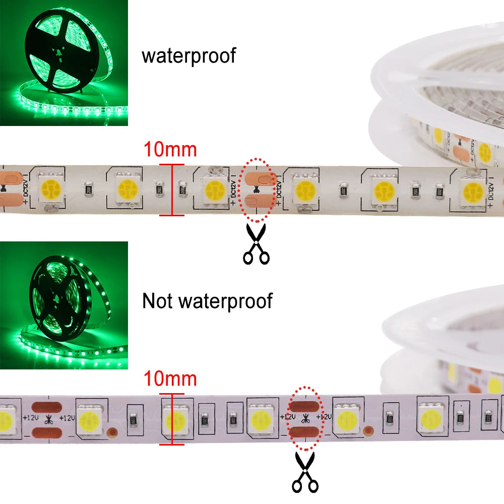 5M LED Strip SMD 5050 5054 LED Tape Waterproof Ribbon Diode
