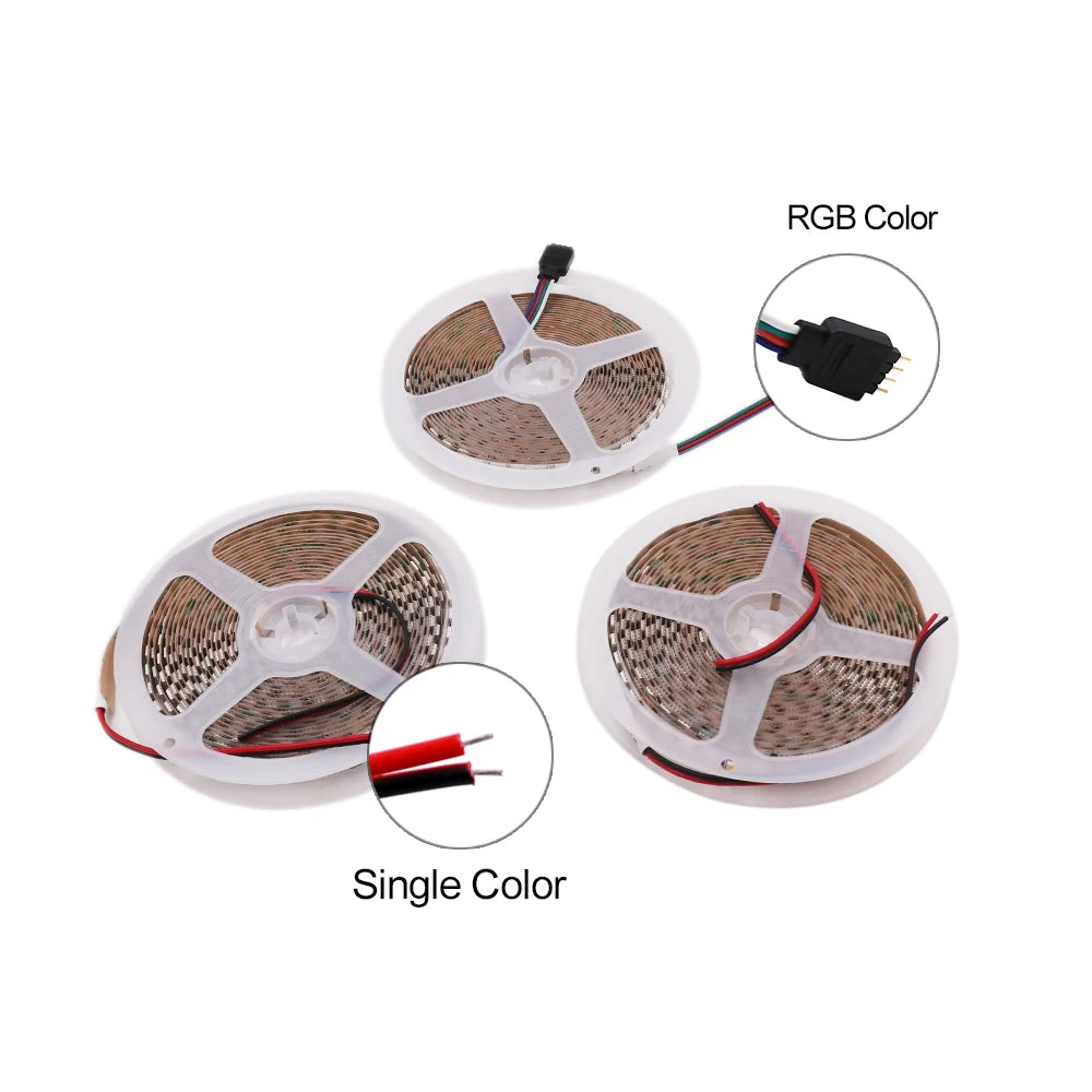 12V 5M LED Strip Light 5054 5050 2835 RGB SMD 120led 60LED Tape