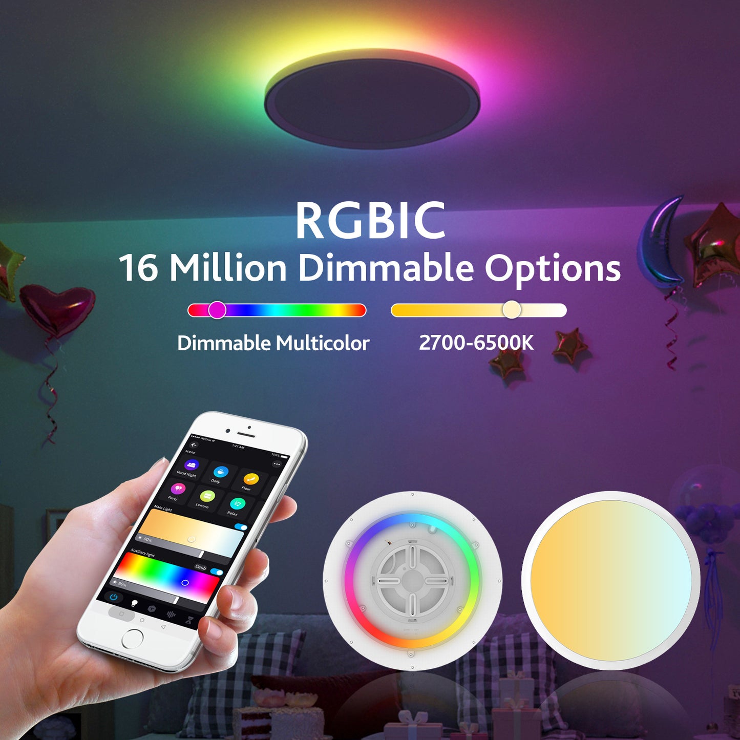 Smart Wifi Bluetooth Remote Control Dimming Magic Color Ceiling Light