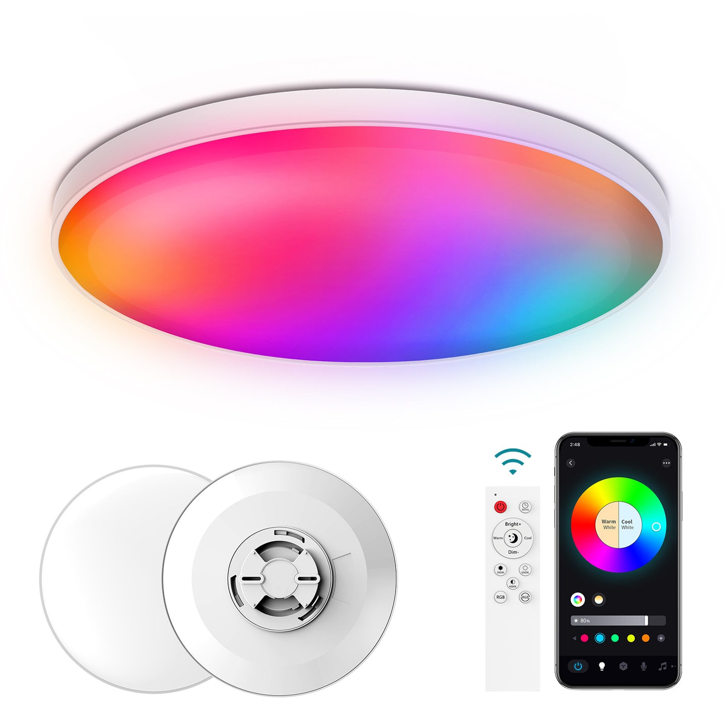 Smart Wifi Bluetooth Remote Control Rgbcw Dimming Three-proof Ceiling Lamp