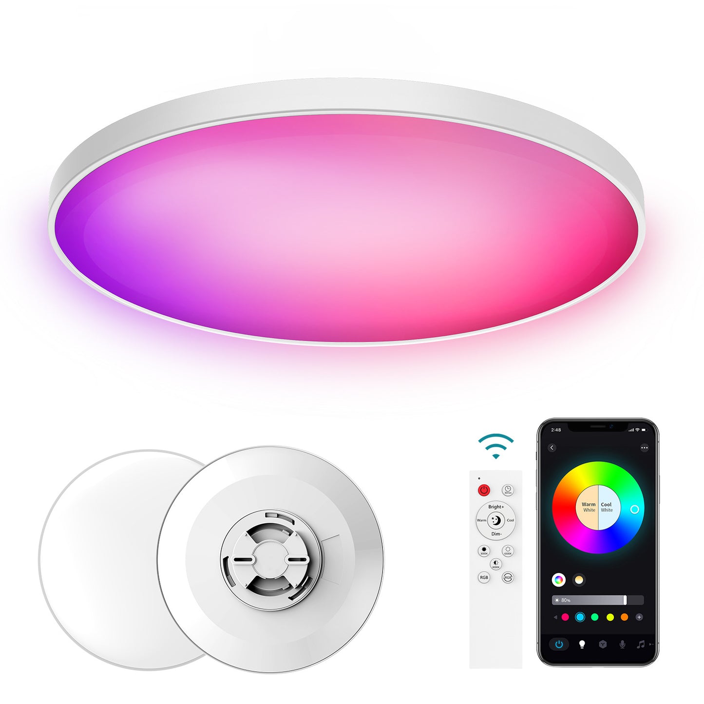 Smart Wifi Bluetooth Remote Control Rgbcw Dimming Three-proof Ceiling Lamp