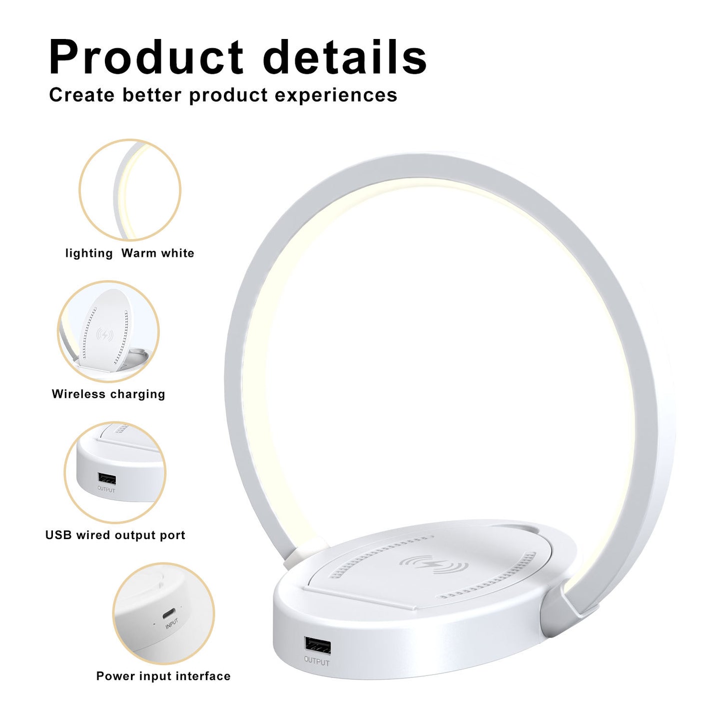 Night Lights Lamp Bluetooth Speaker Table Light With 10W Wireless Charger