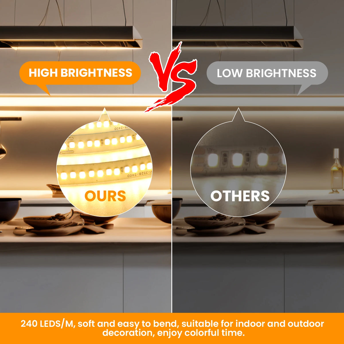 LED Strip Lights 220V 110V with EU US Plug High Bright