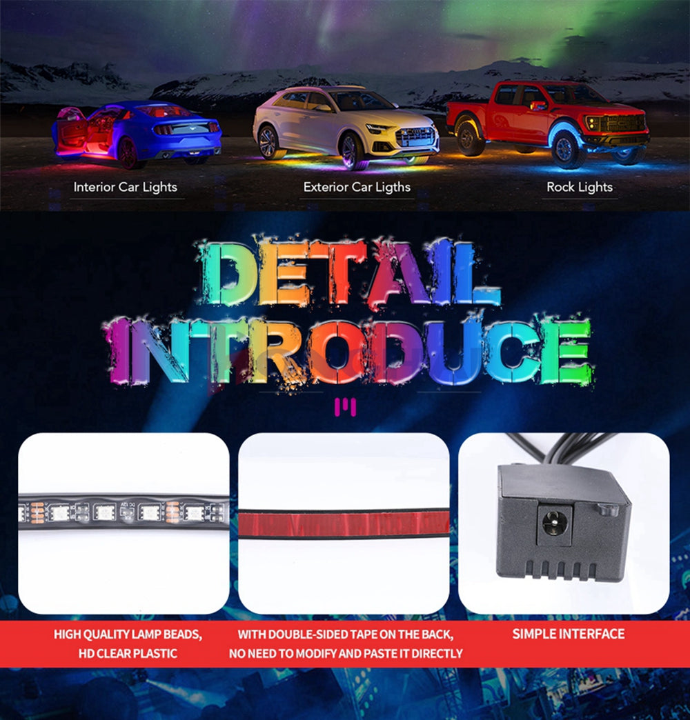 LED RGB Car Foot Ambient Light with USB Cigarette Automotive