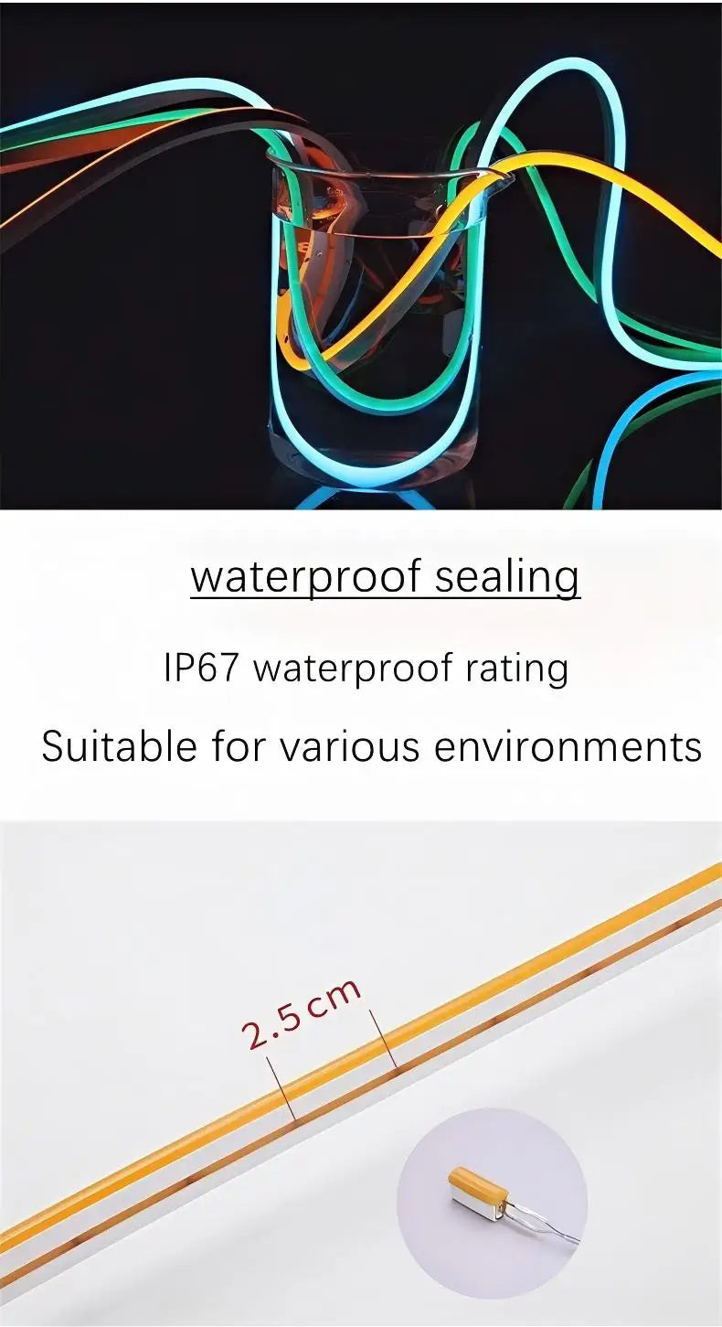 11 Light Colors 12V LED Neon Light Strip Wire/DC Plug