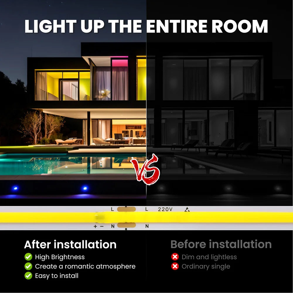 Led Strip COB 220V High Brightness Flexible Light Tape