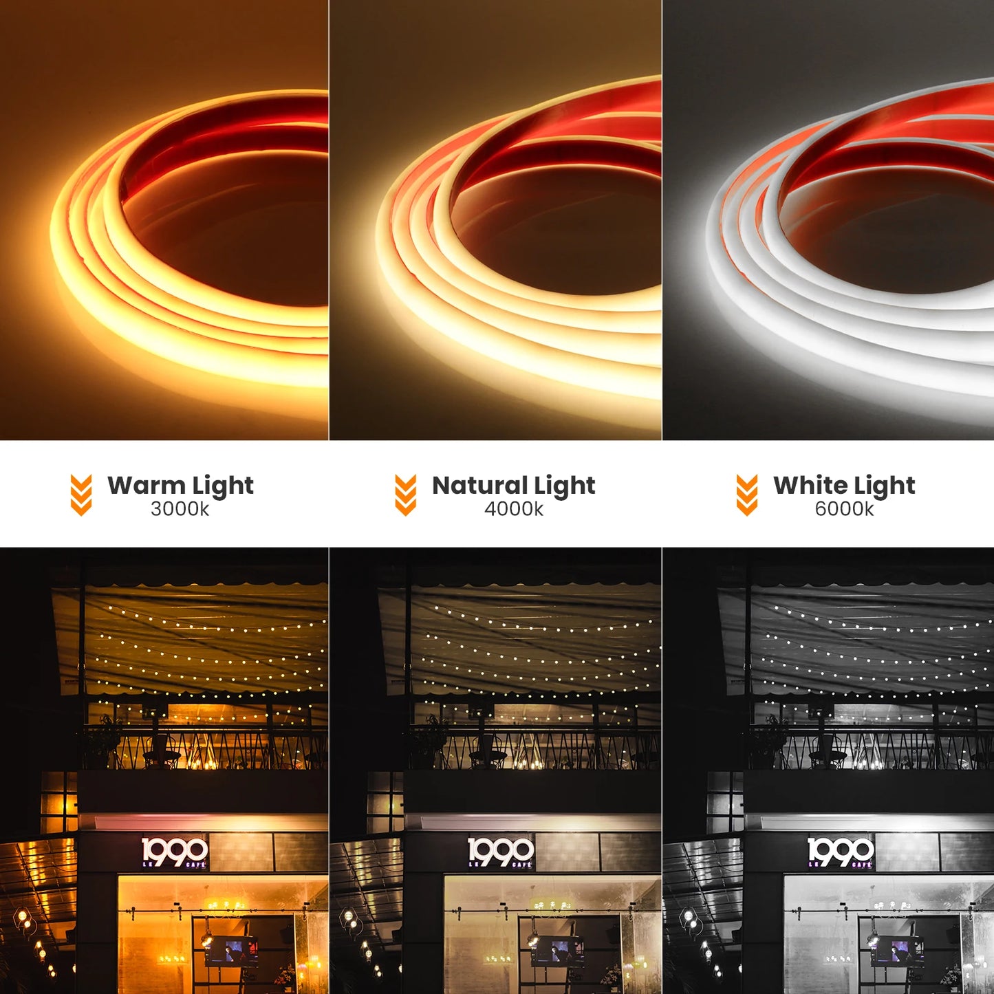 IP68 Waterproof COB LED Strip Light DC 12V 24V 320LEDs