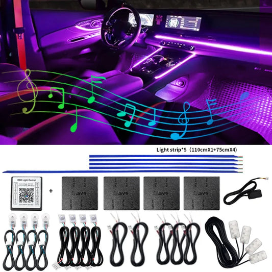 Led Car Ambient Lights App Control Optic Strip Acrylic Fiber