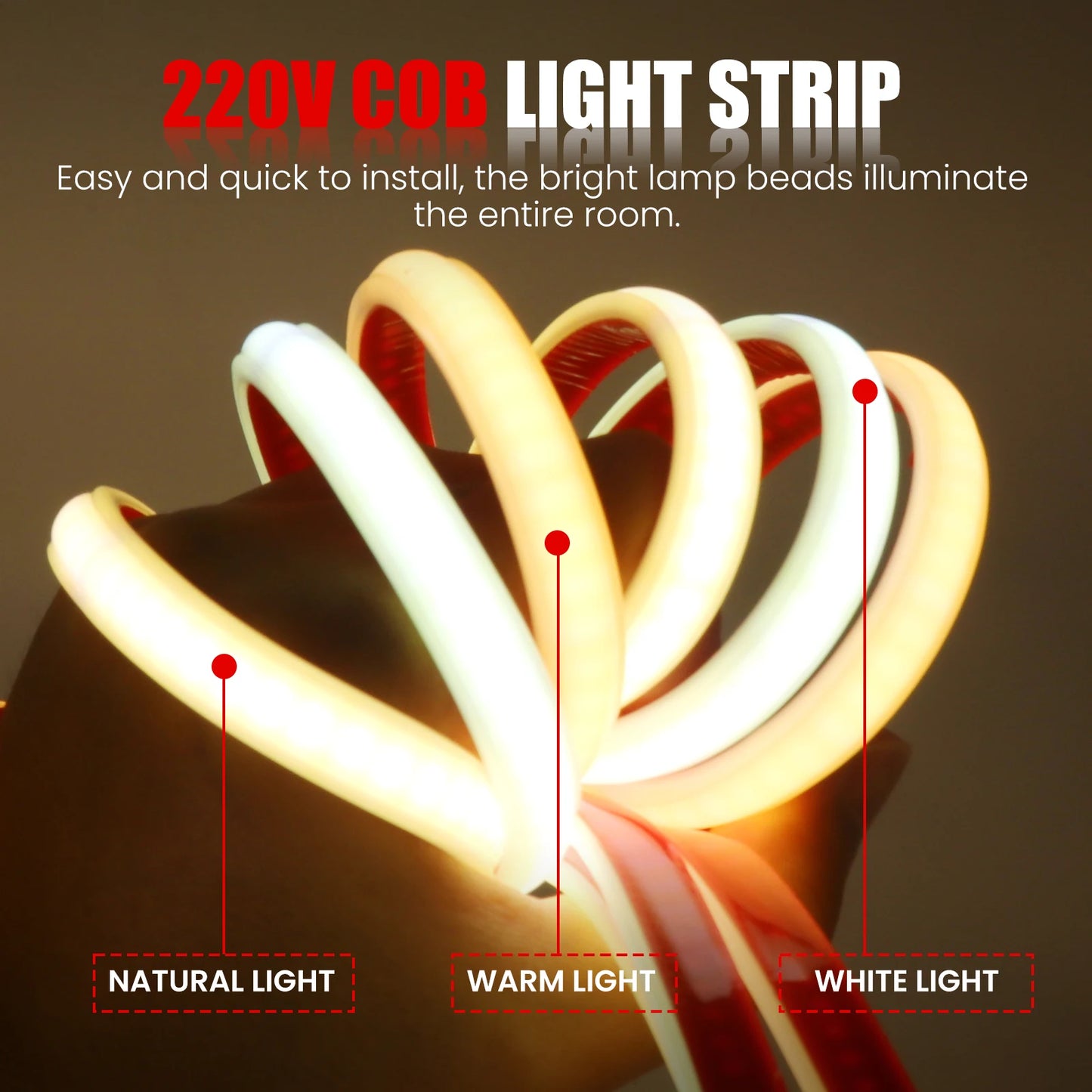AC 220V COB Lights IP67 Outdoor Waterproof LED Strip Light