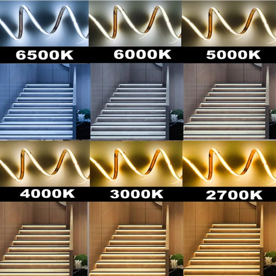 FCOB CCT LED Light Strip 608 LEDs High Density Flexible FOB COB