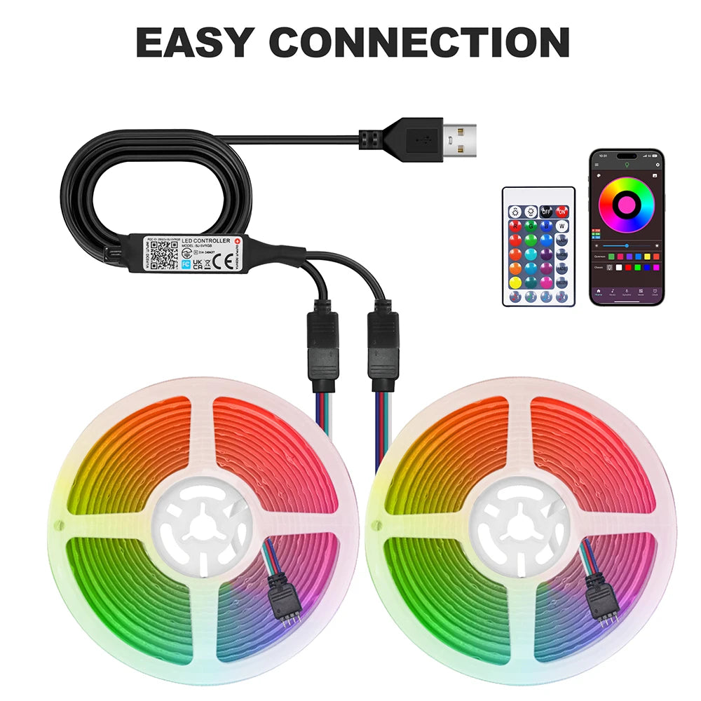 DC 5V USB RGB COB Light Strip 576LED/M Bluetooth APP 3key Controller