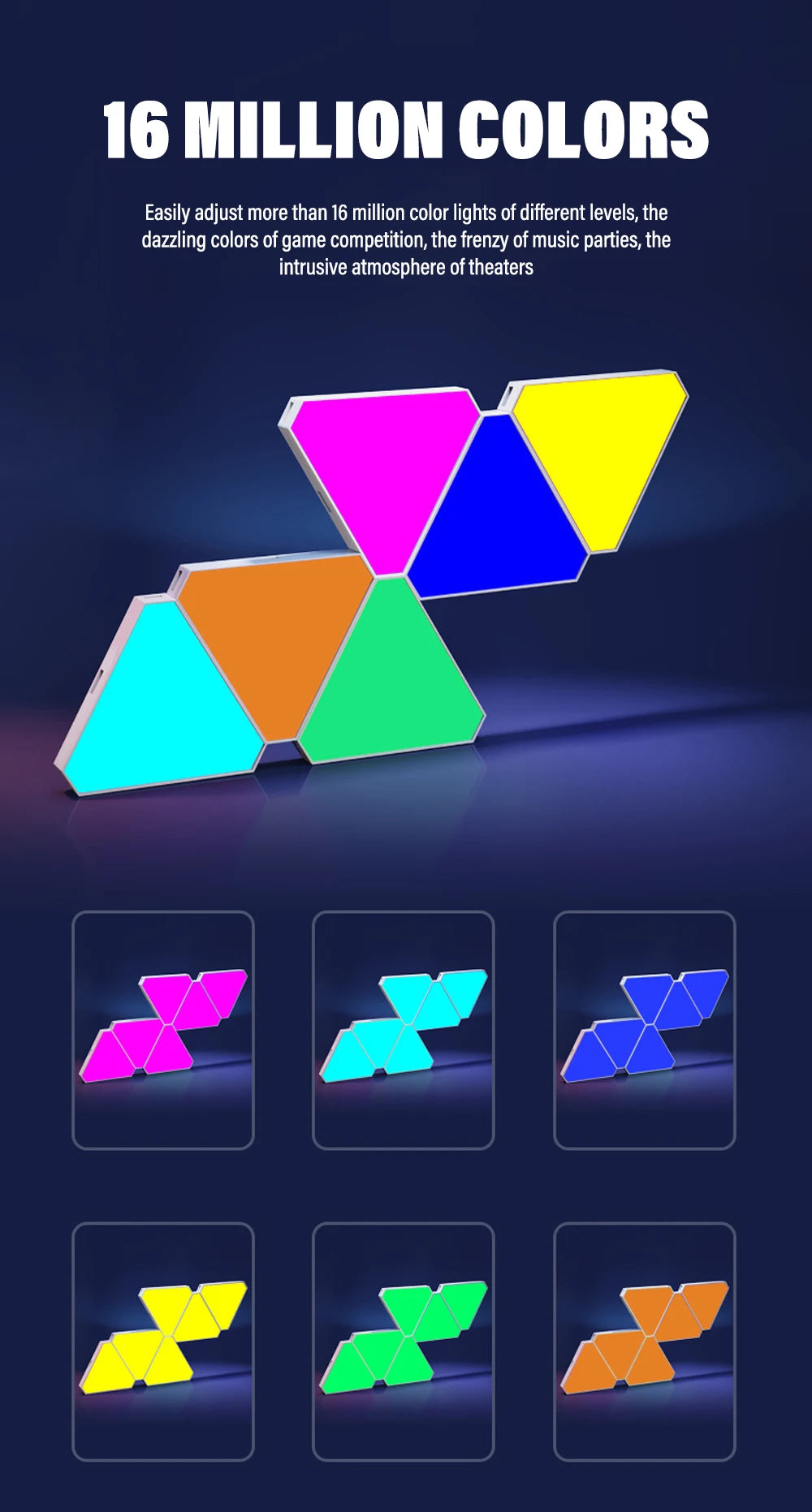 LED smart WIFI triangle wall light RGB indoor atmosphere light APP