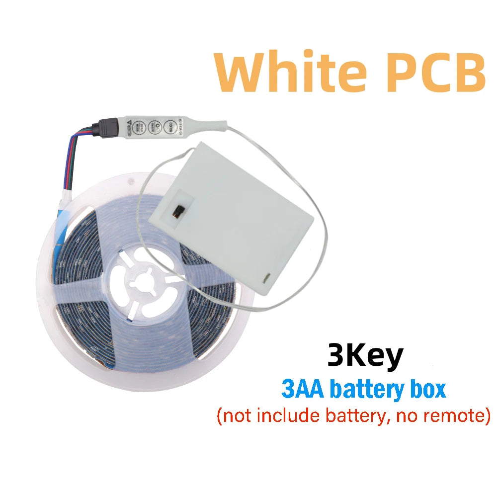 3AA Battery Power RGB Led Strip Light 5V 5050 with 3/17/24 Key