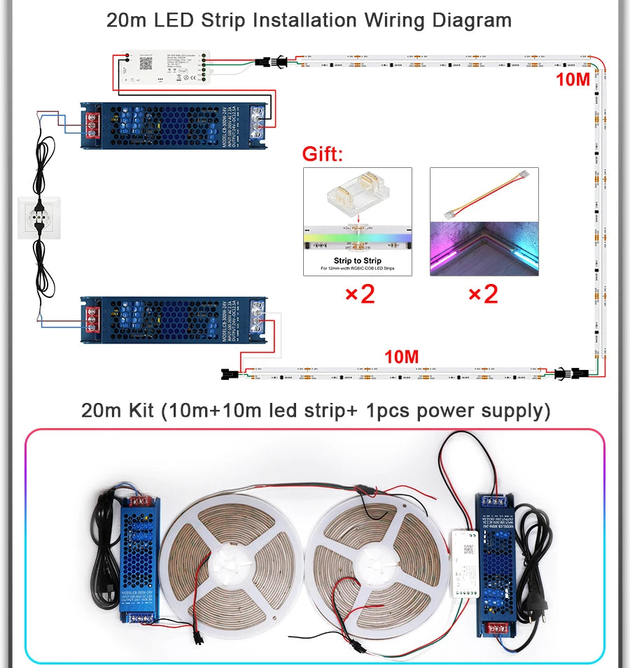 RGB-IC COB LED Strip with Tuya Wifi Controller LED Tape