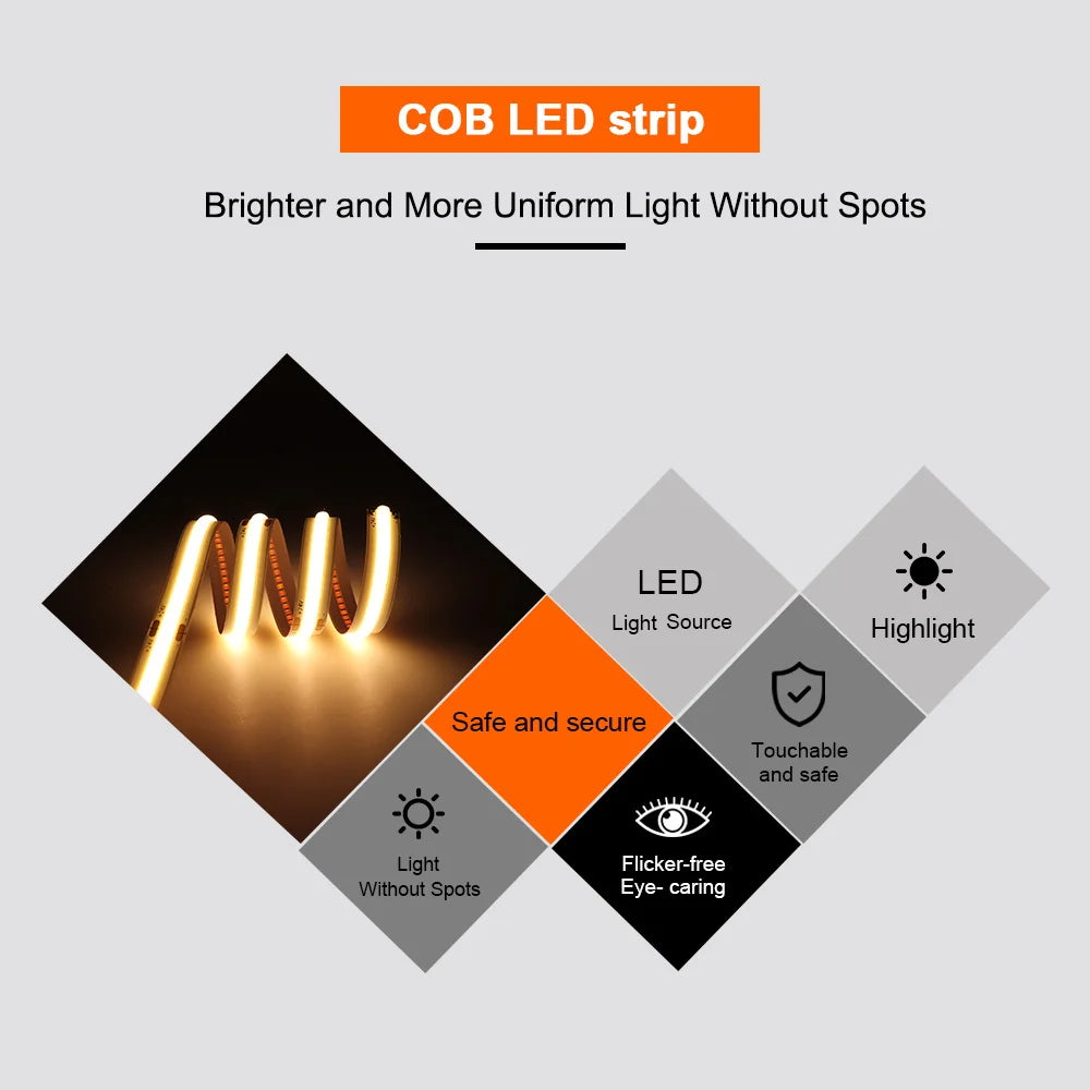 COB LED Strip 5mm 8mm 10mm Width LED Tape Bar Light