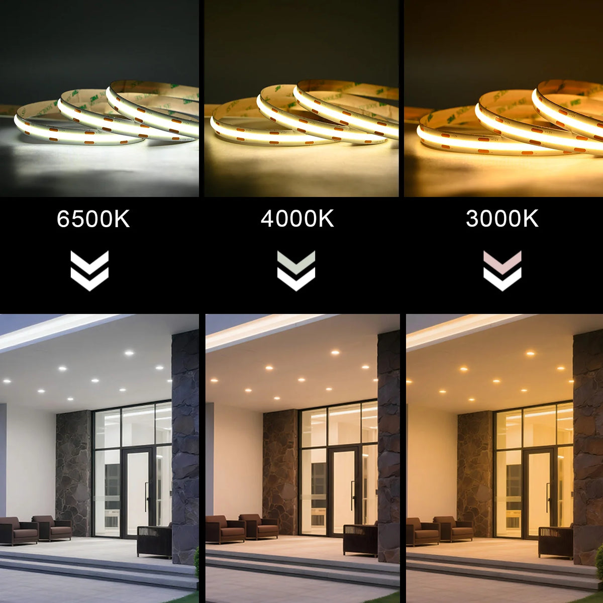 Dimmable 24V 12V COB LED Strip Light 528LEDs/m High Density Flexible LED Ribbon Tape