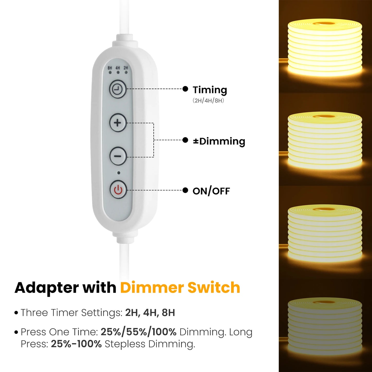 AC 220V/110V Timing Dimmable COB Neon Strip Decor