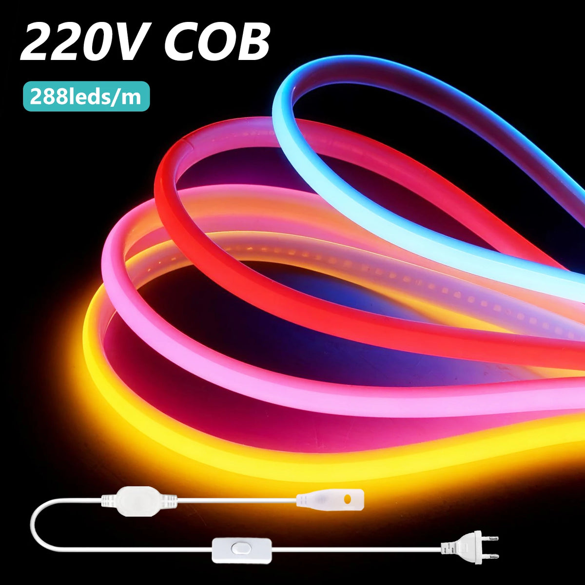 Led String 200 Led Strip AC 220V COB LED Strip Flexible LED Tape Ribbon Rope – Led Strips Room