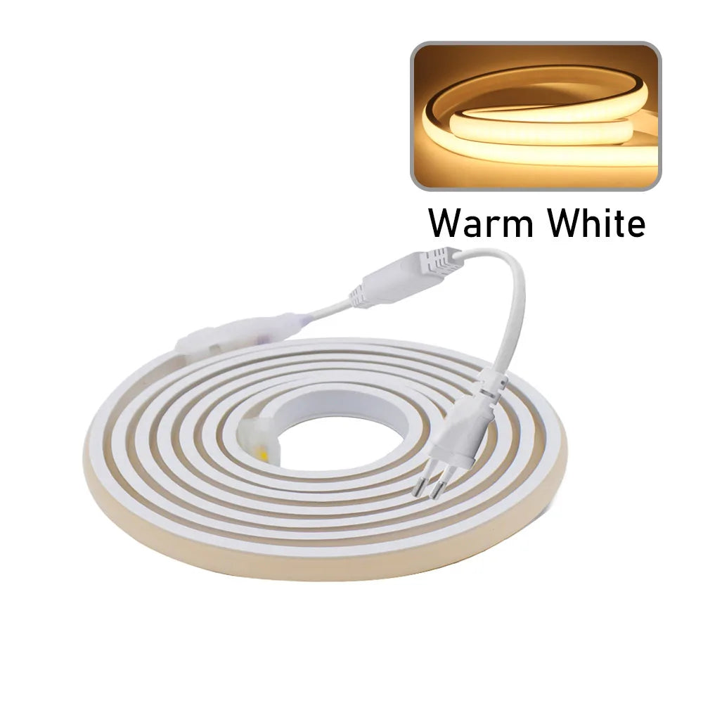 Dimmable COB LED Neon Strip Light 220V Dimmer Switch Power Kit