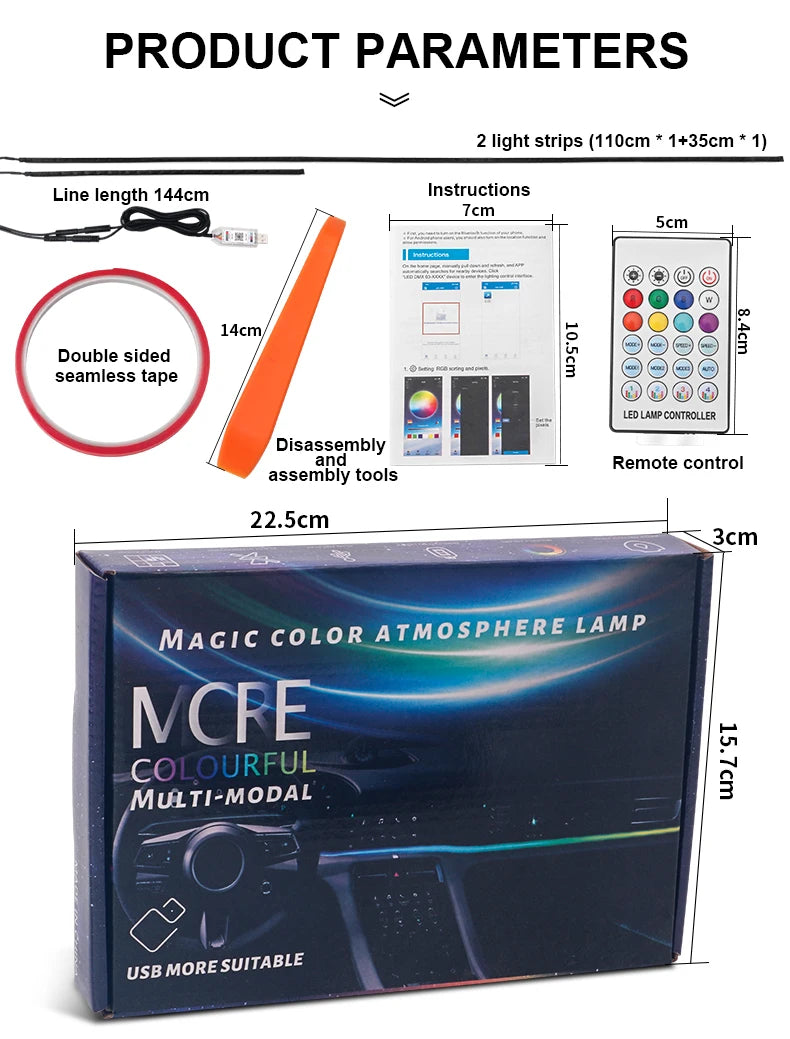 Led Streamer Car Ambient Light Full Color RGB Strip