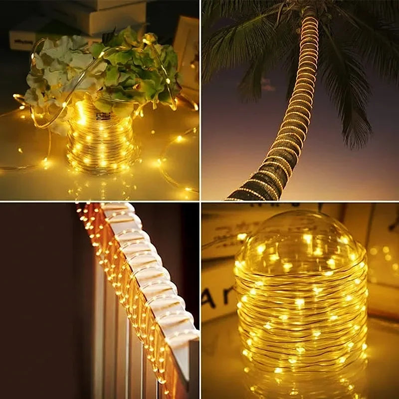 300LED Solar Rope Strip Light Outdoor Fairy Light Strings