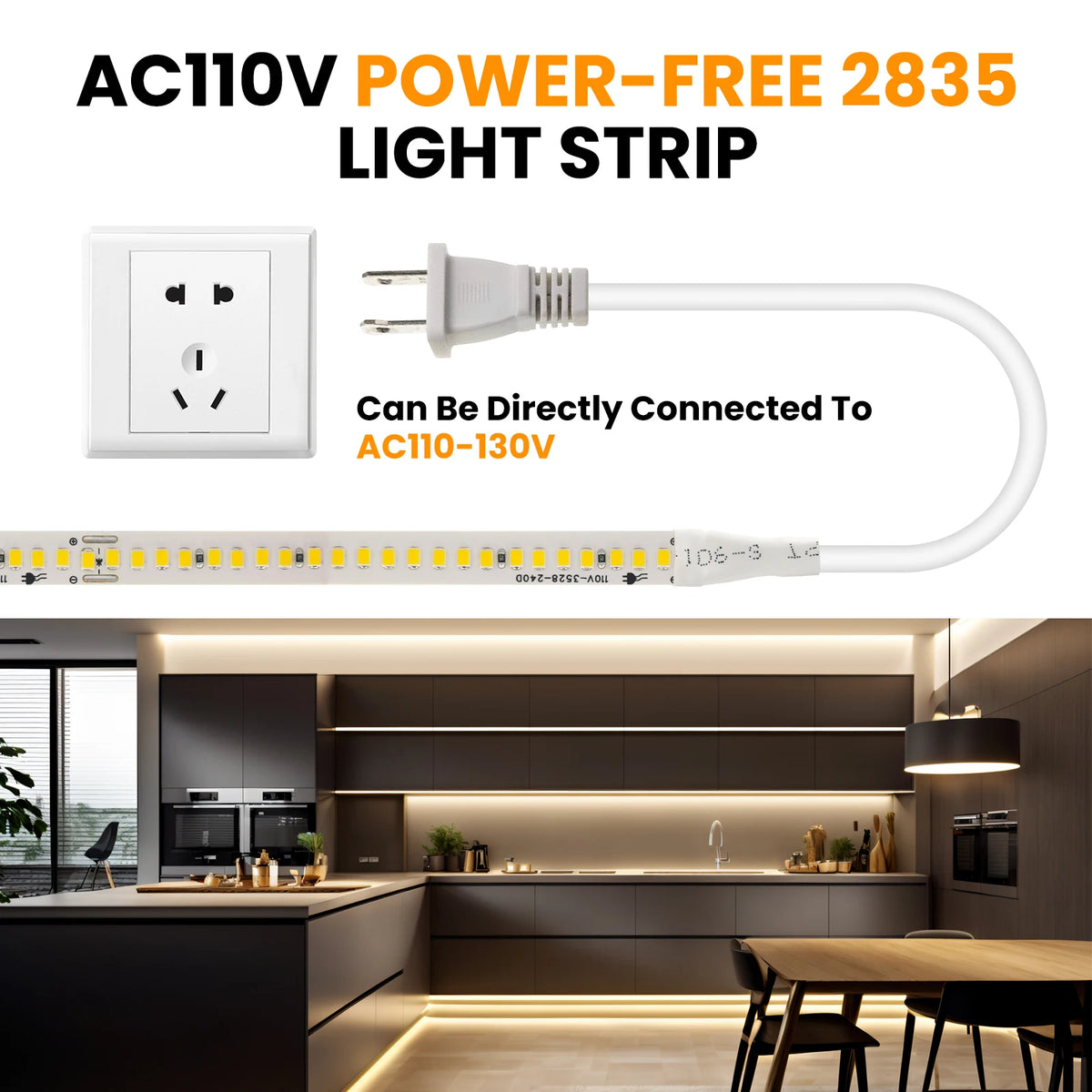 LED Strip Lights 220V 110V with EU US Plug High Bright