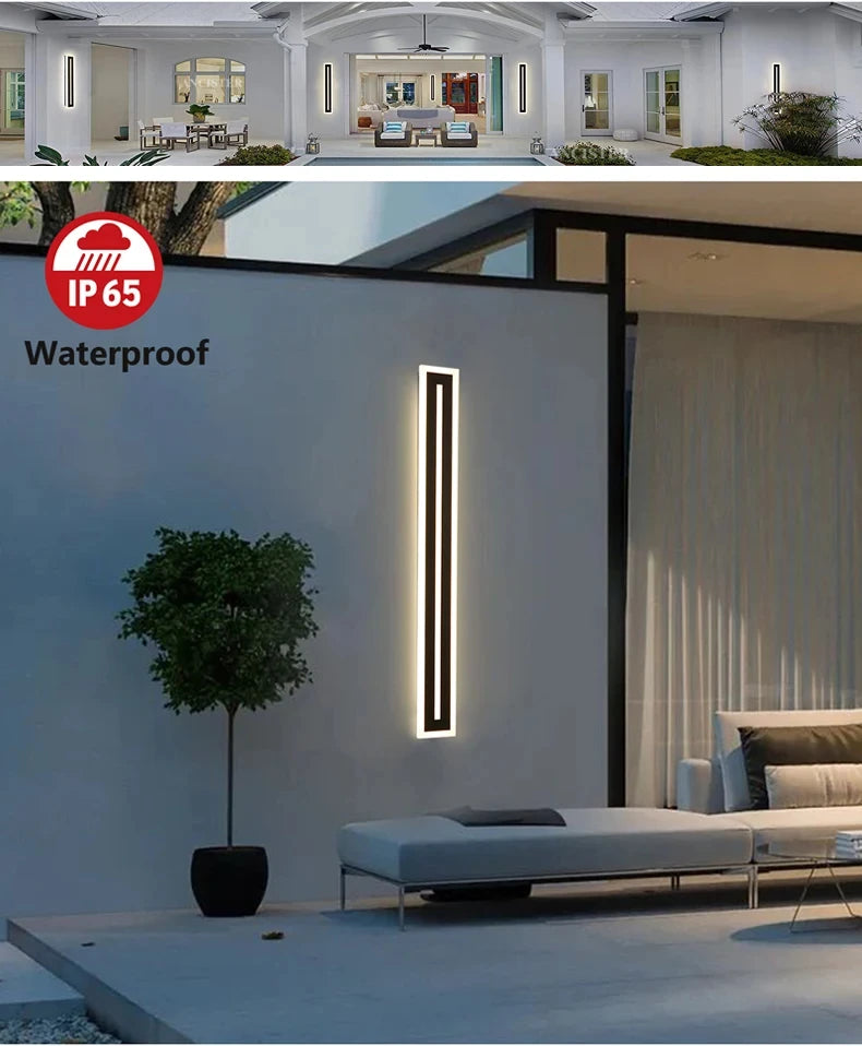 Outdoor waterproof IP65LED long strip wall lamp modern