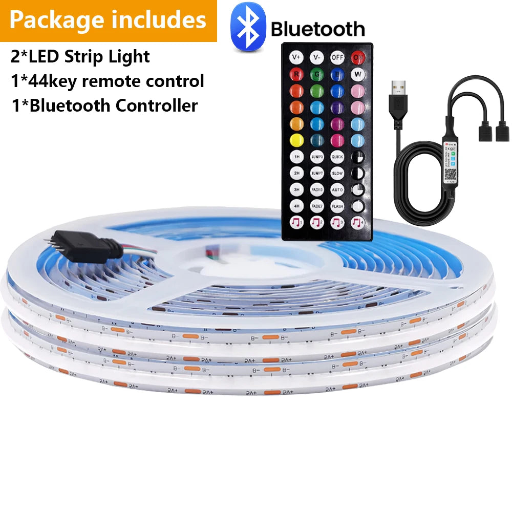 DC 5V USB RGB COB Light Strip 576LED/M Bluetooth APP 3key Controller