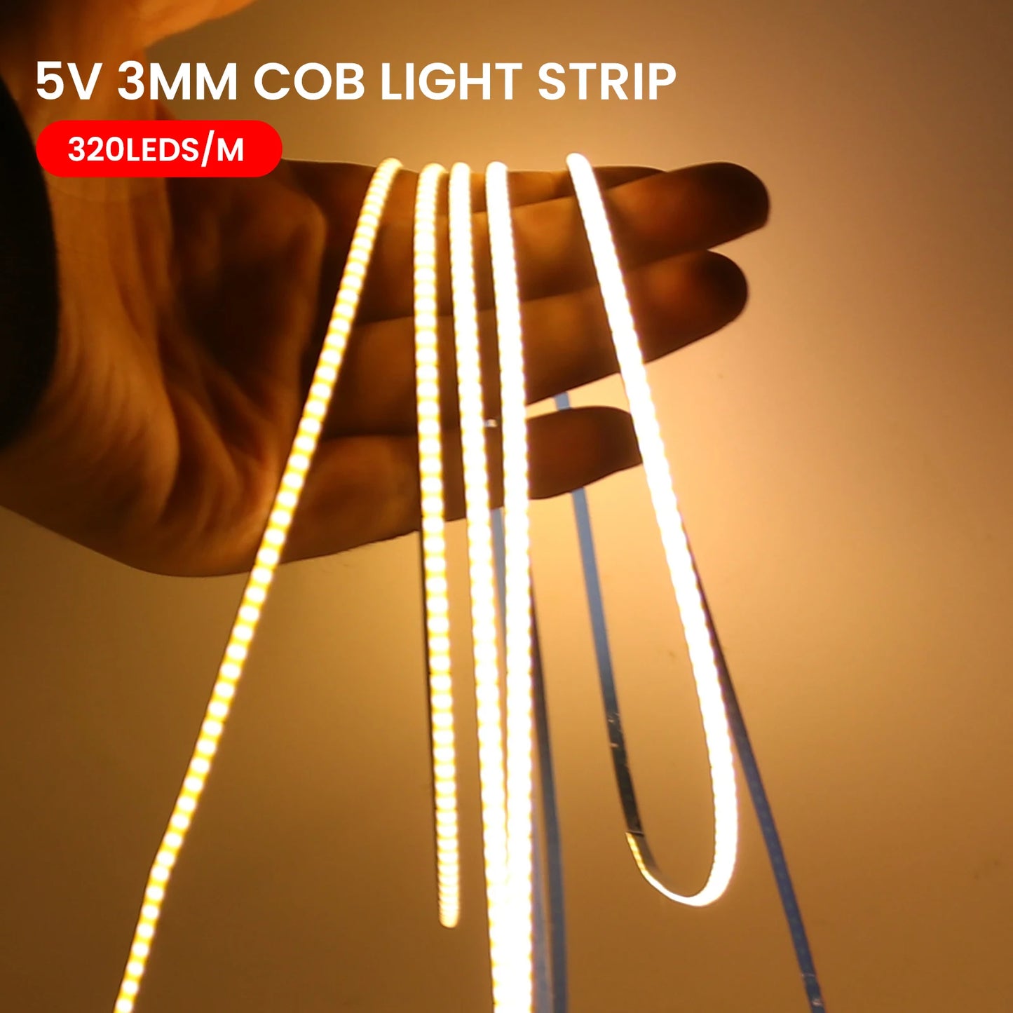 COB LED Strip 5V 12V 24V 320LEDs Flexible LED Tape