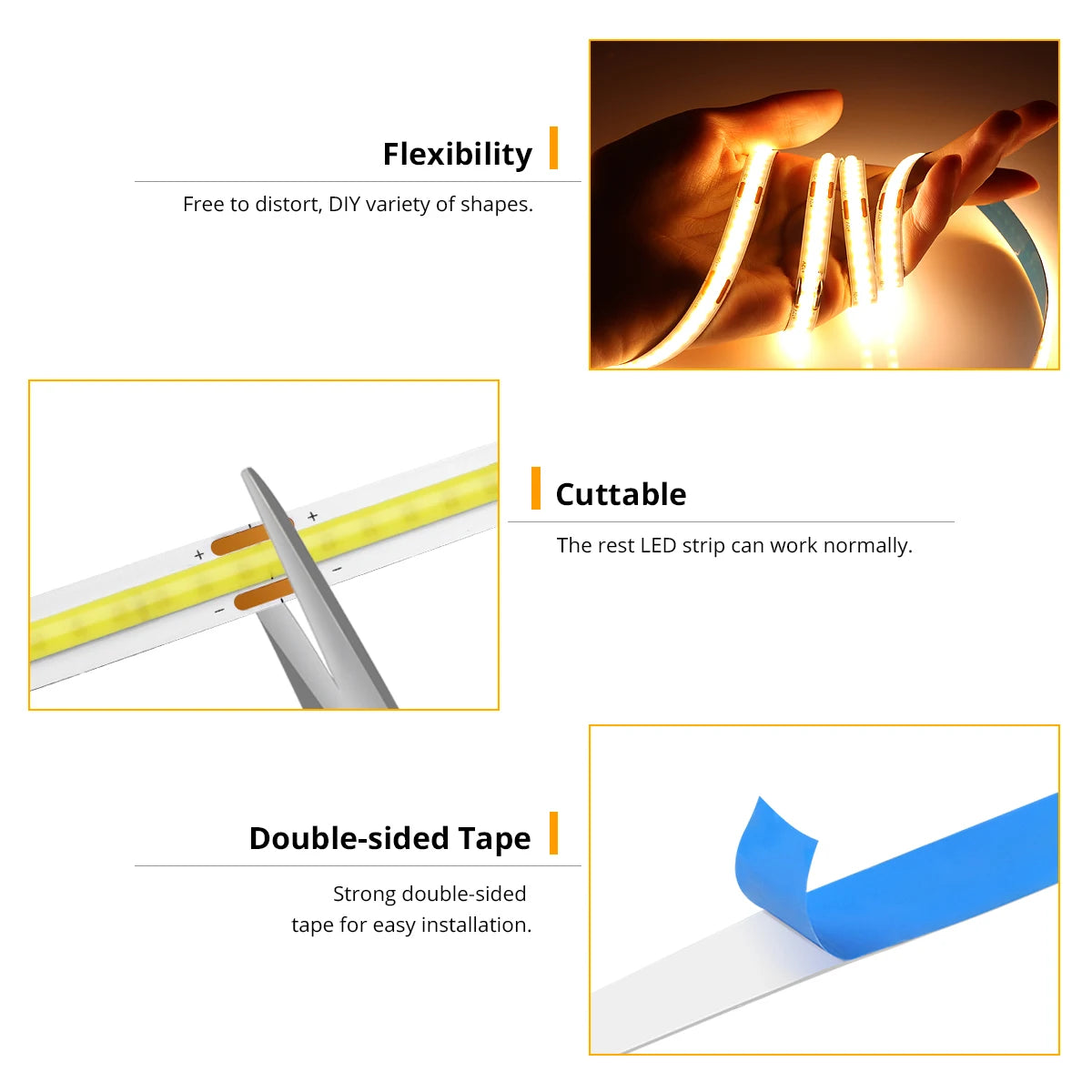 Flexible Led Strip Lighting 5V FOB USB COB LED Light Tape Penetrating Touch Switch Motion Sensor