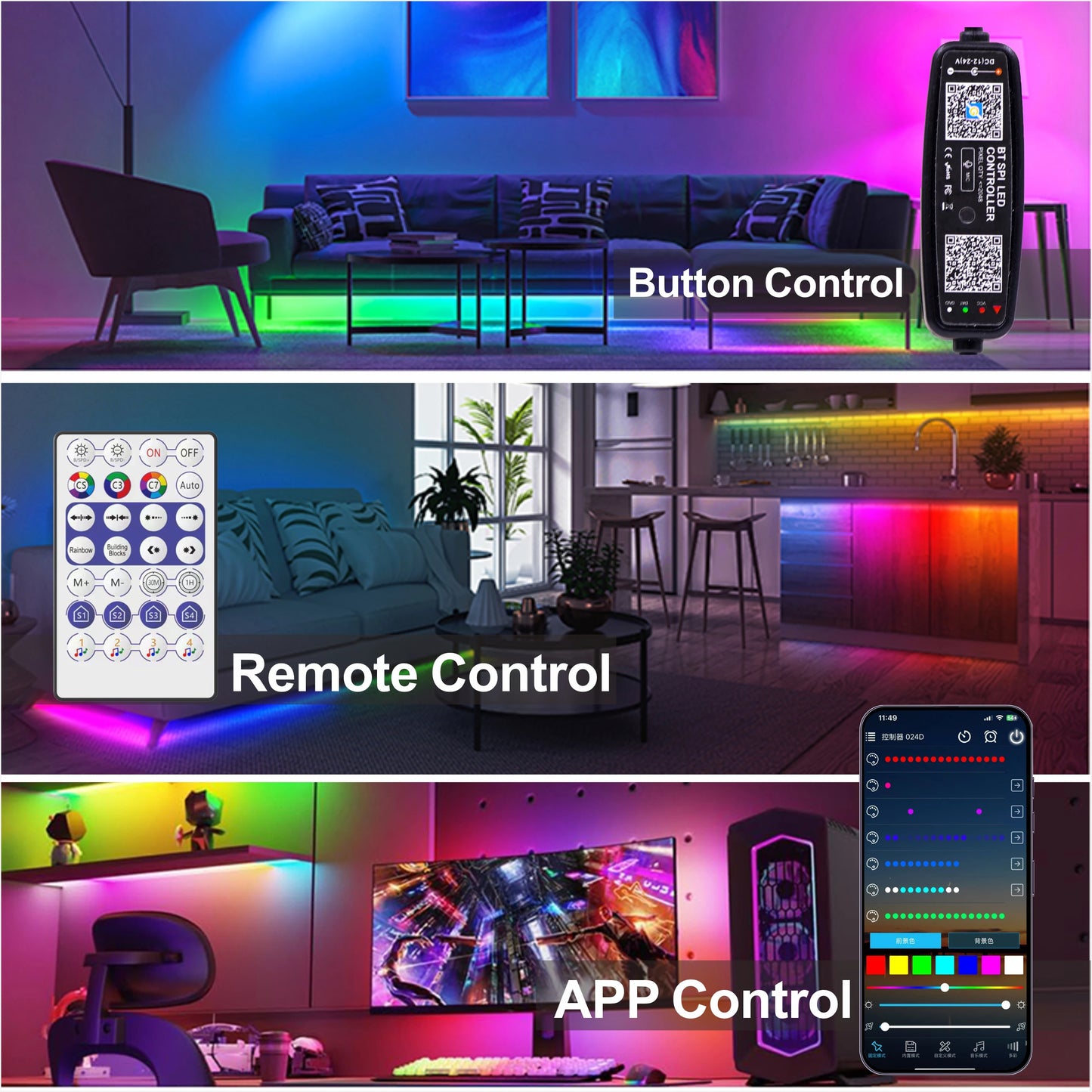 USB RGB Led Ring WS2812B With 28Keys BT Music Controlle