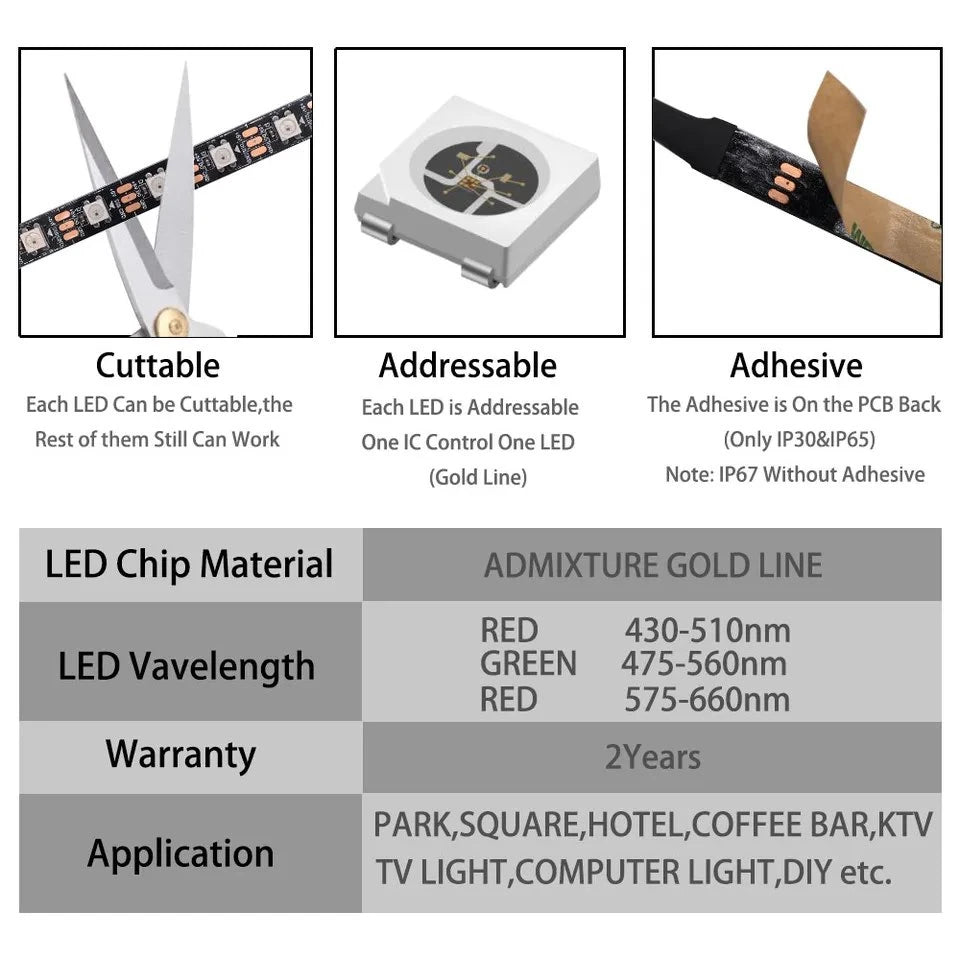 WS2812B DC5V 30/60/74/96/144leds/m Led Strip light