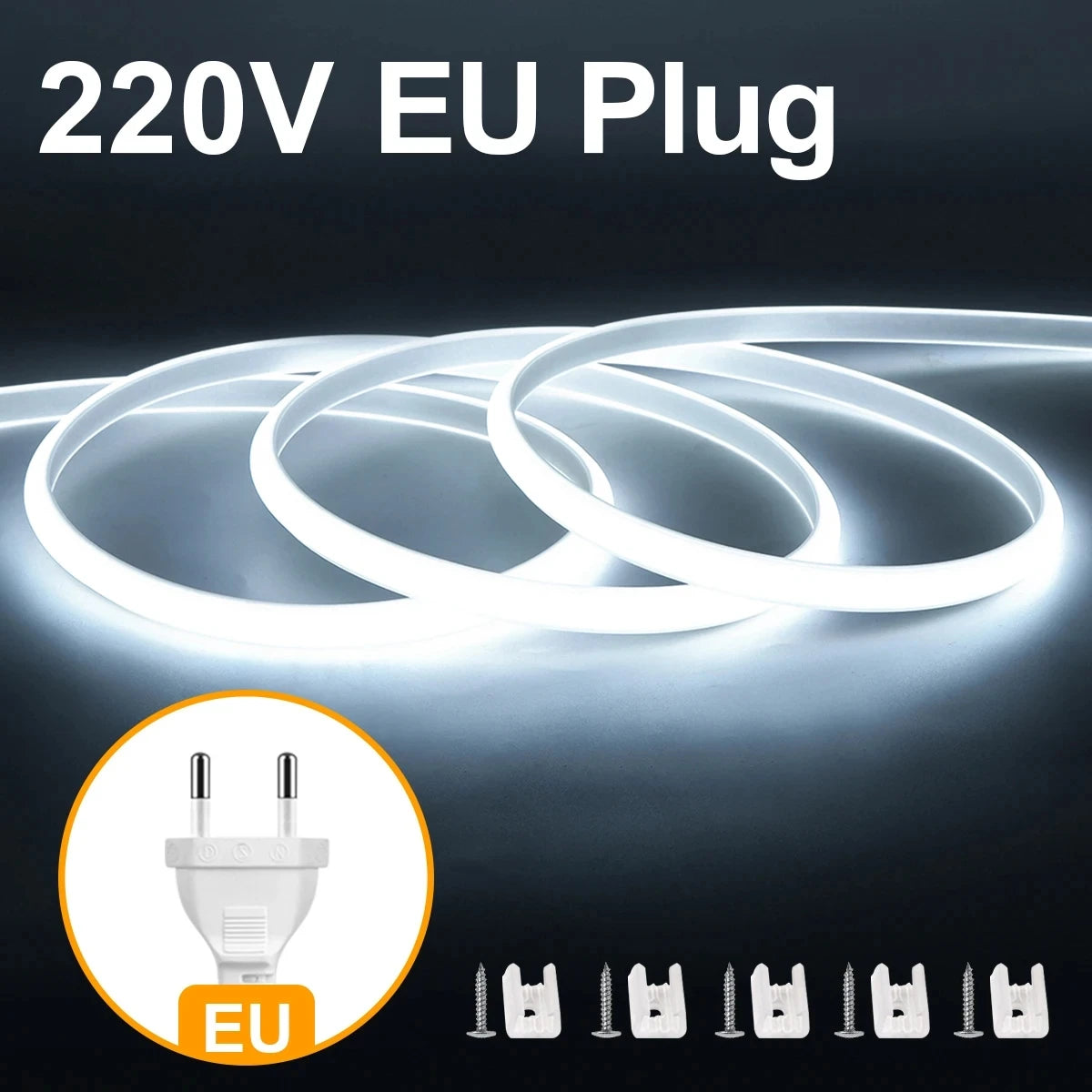 110V 220V Super Bright COB LED Strip with Switch FOB Tape Ribbon