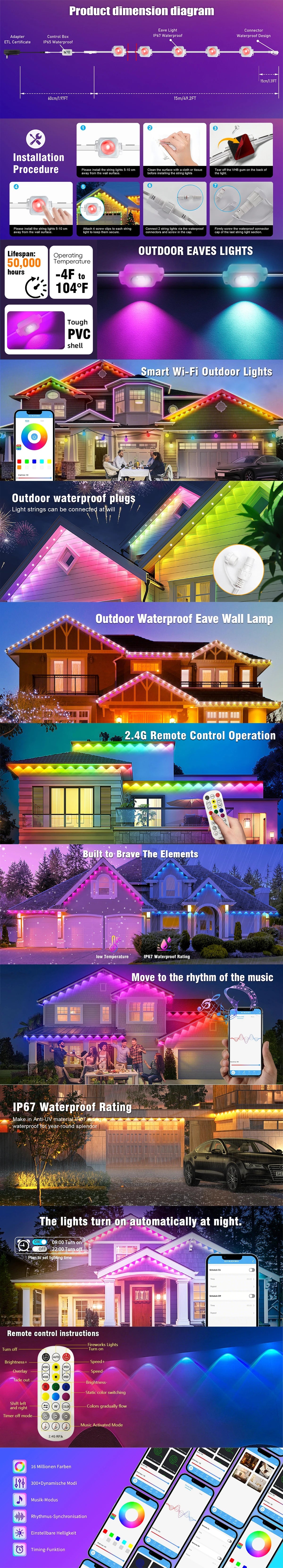 Smart LED Permanent Outdoor Light Home Decor