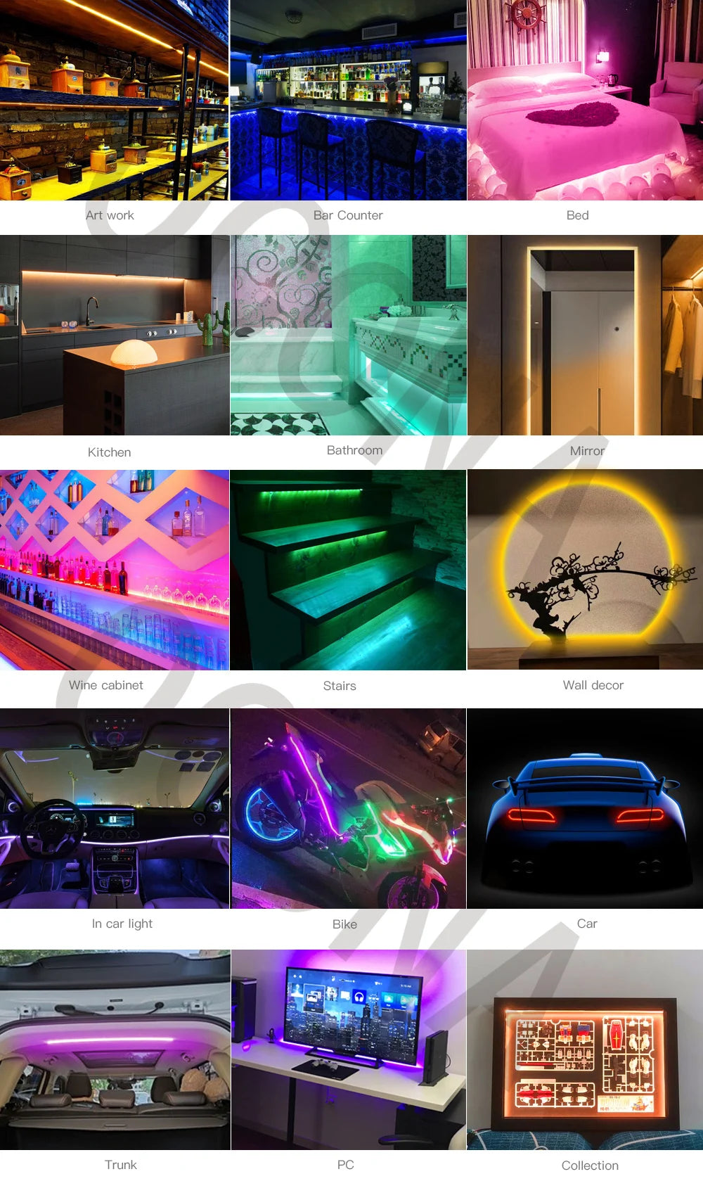 DC 24V Colour COB LED Strip Lights For Room 8mm 480LED/m High Density