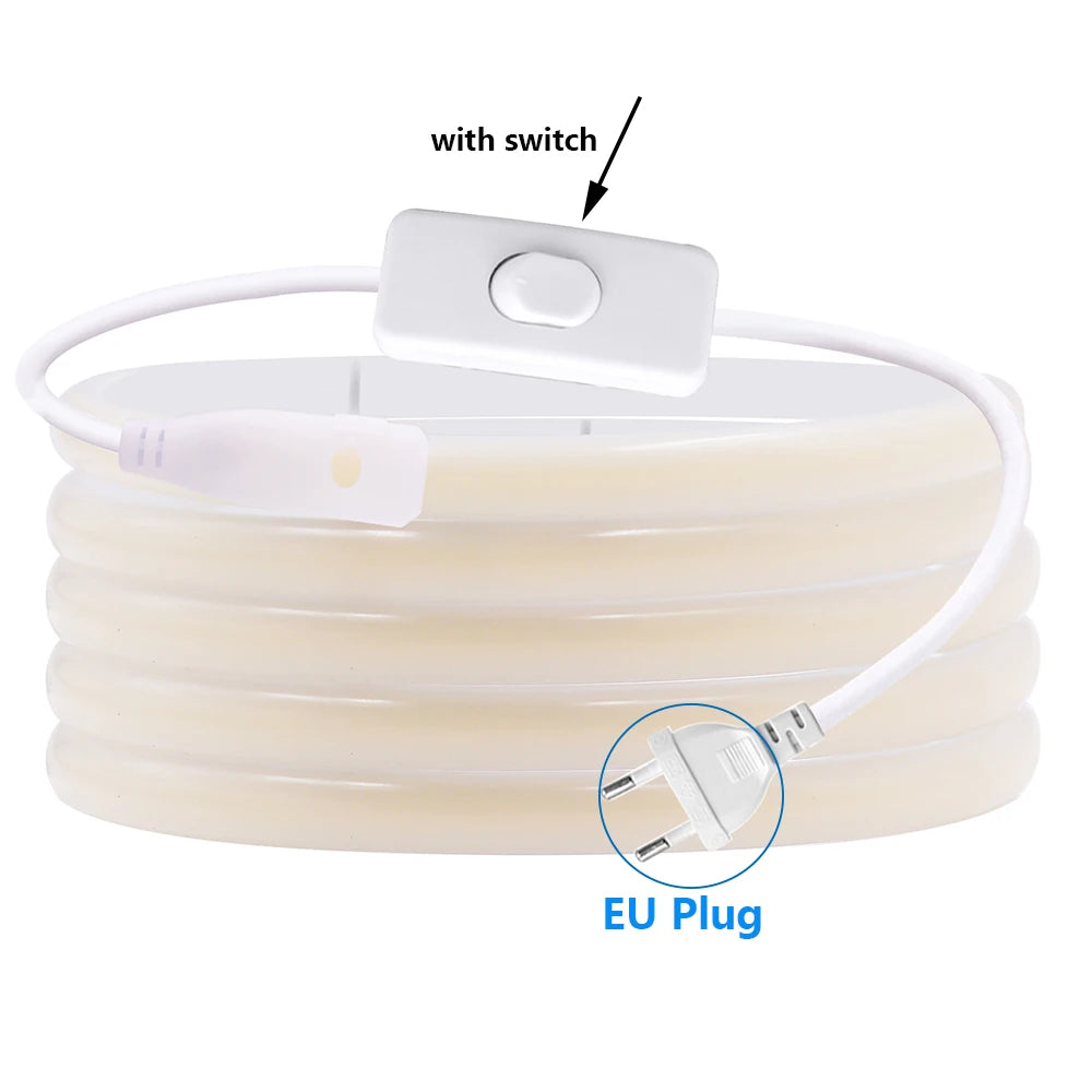 220V Dimmable COB LED Neon Strip Light Dimmer Switch Plug